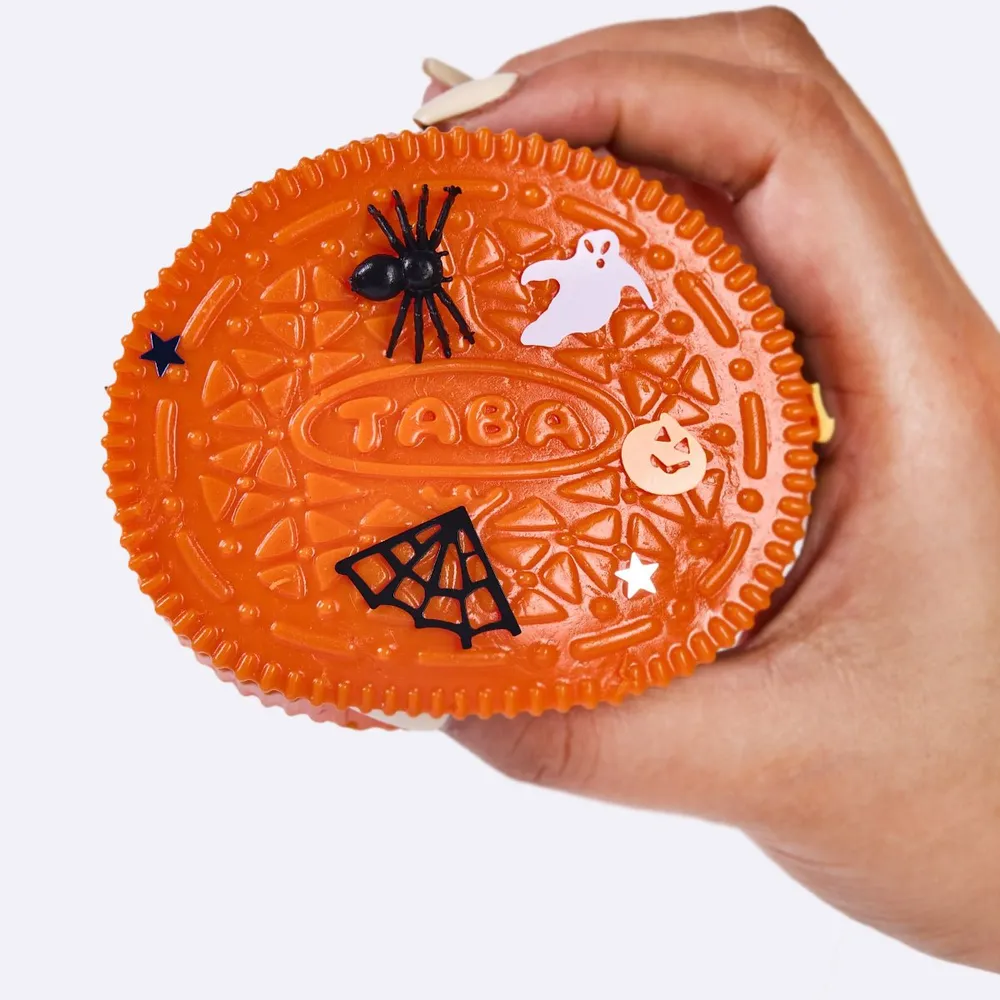 220g Orange-black Sandwich Cookie Taba Squishy — photo 5