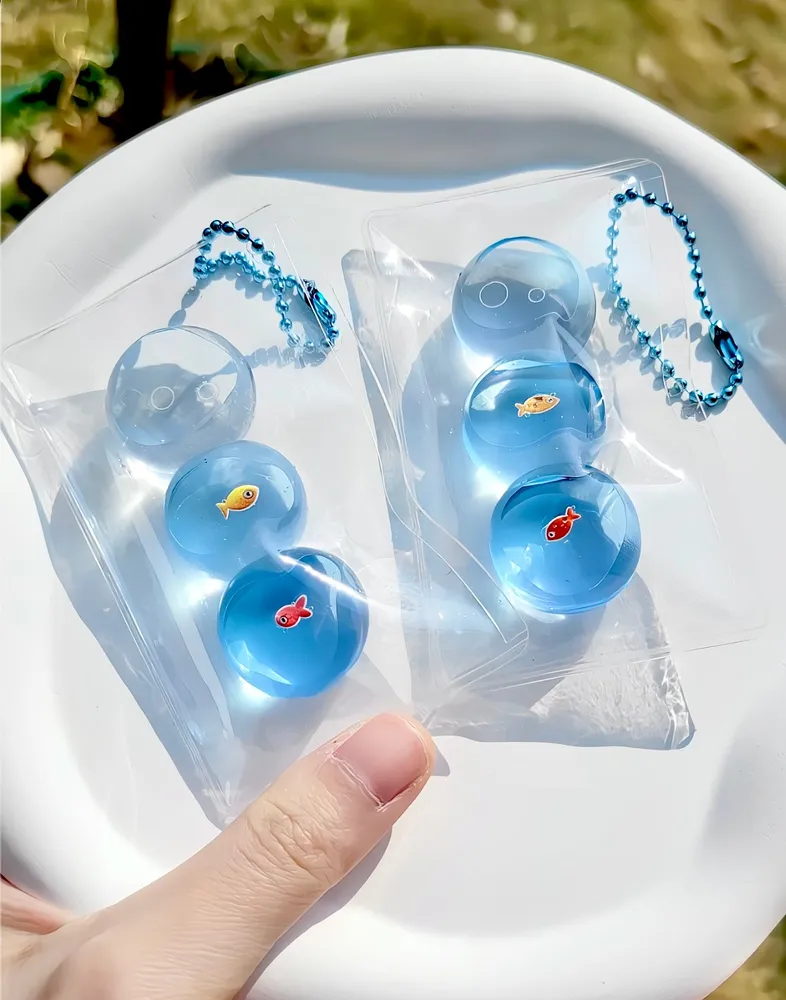 3 Transparent Fish Balls Squishy Stress Relief Decompression Toy