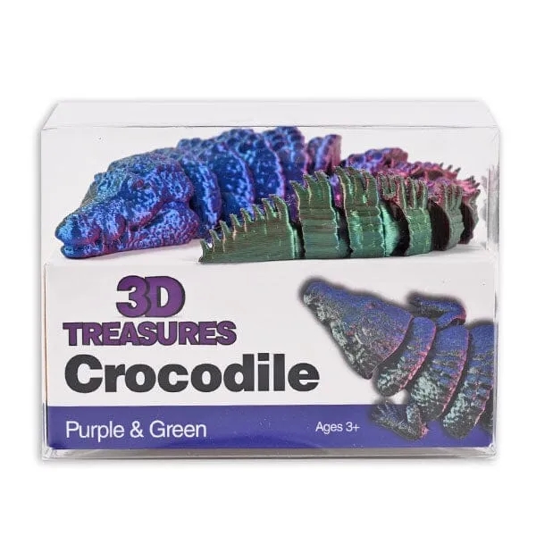 3D Treasures 3D-Printed Articulated Crocodile Fidget Toy (Multiple Colors) — photo 2