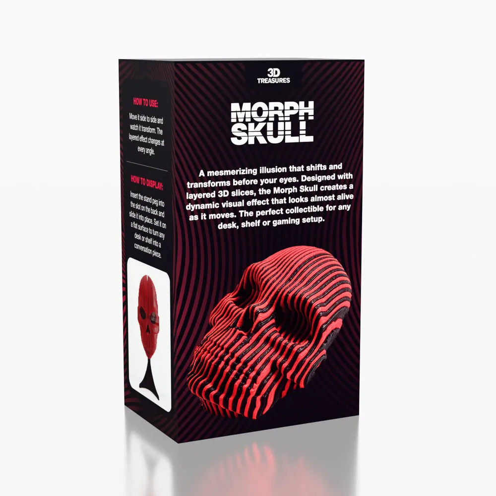 3D Treasures 3D-Printed Optical Illusion Morph Skull with Display Stand — photo 2