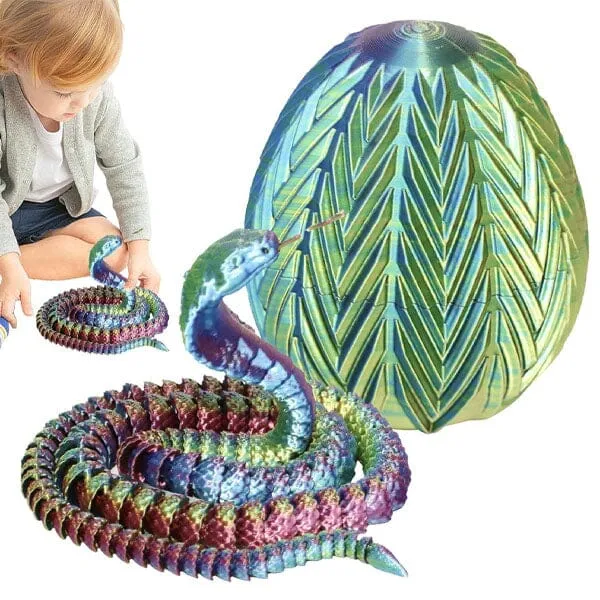 3D Treasures 3D-Printed Snake Scale Egg Fidget Toy with Egg Included (Multiple Colors)