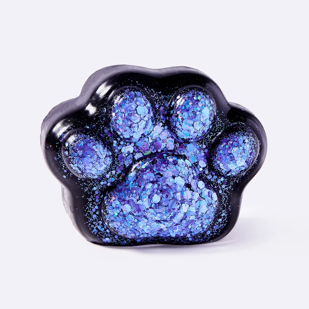 Black Blue Purple Glitter Cat Paw