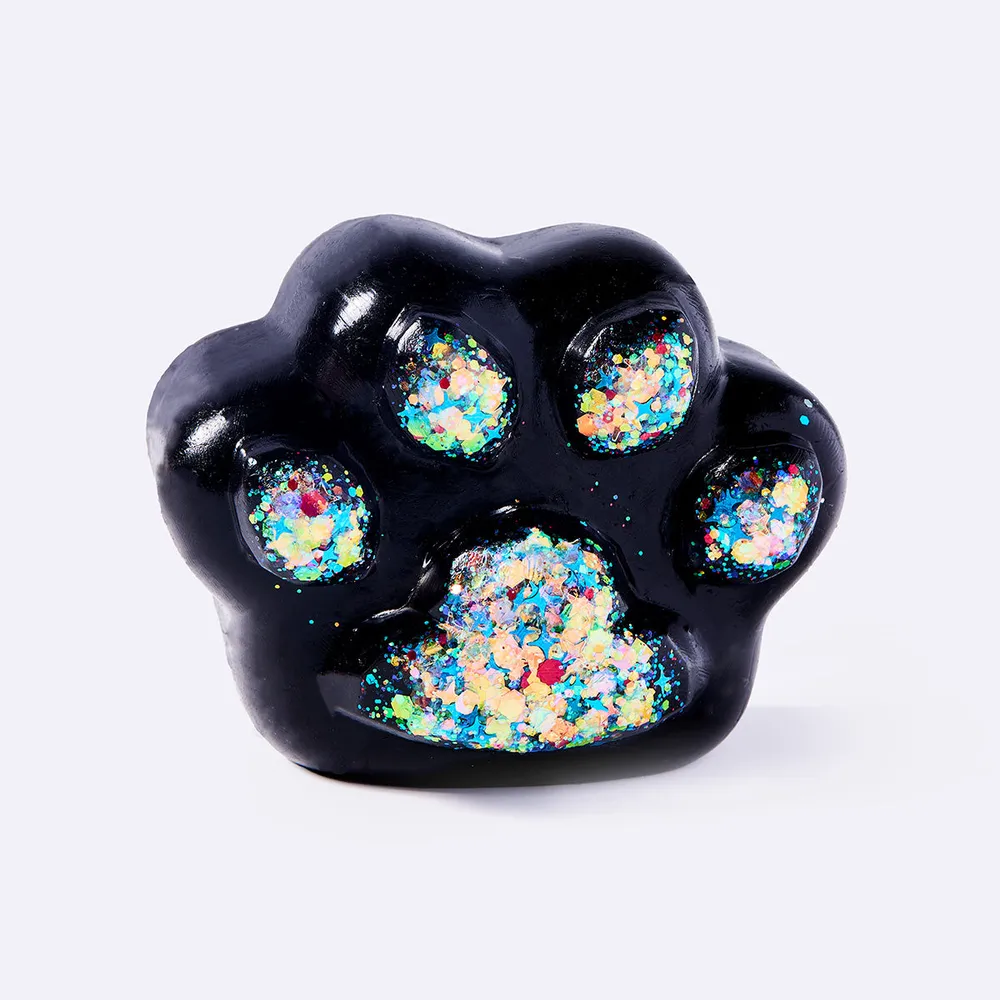 Black Rainbow Glitter Cat Paw