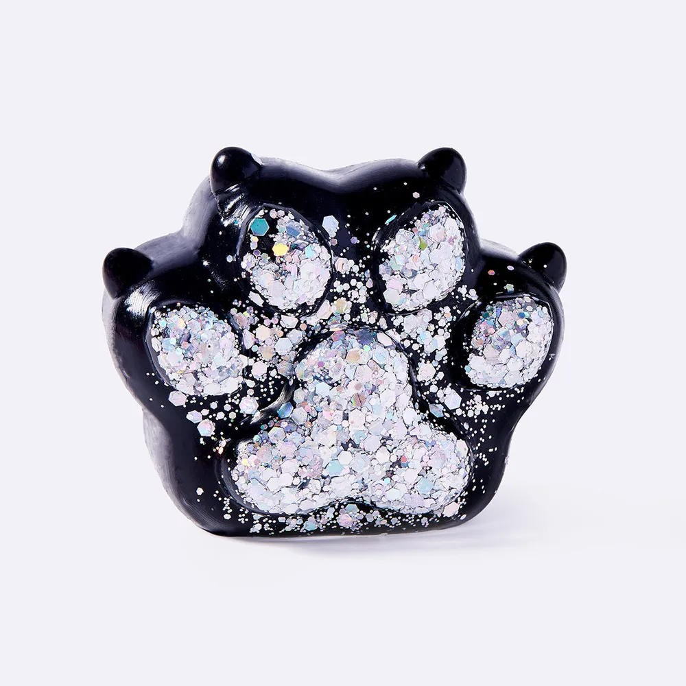 Black Silver Glitter Cat Paw with Claws