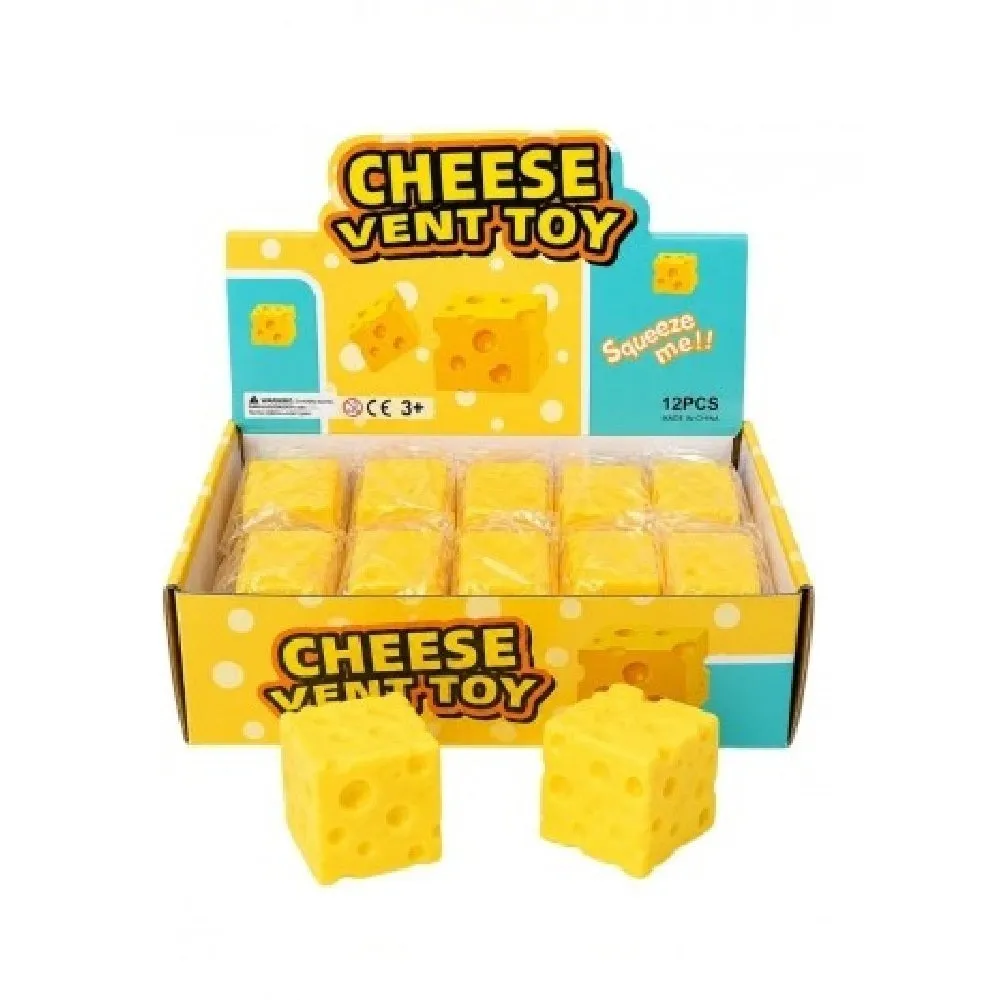 Cheese Cube Slow-Rise Foam Squishy 2.3" Fidget Toy