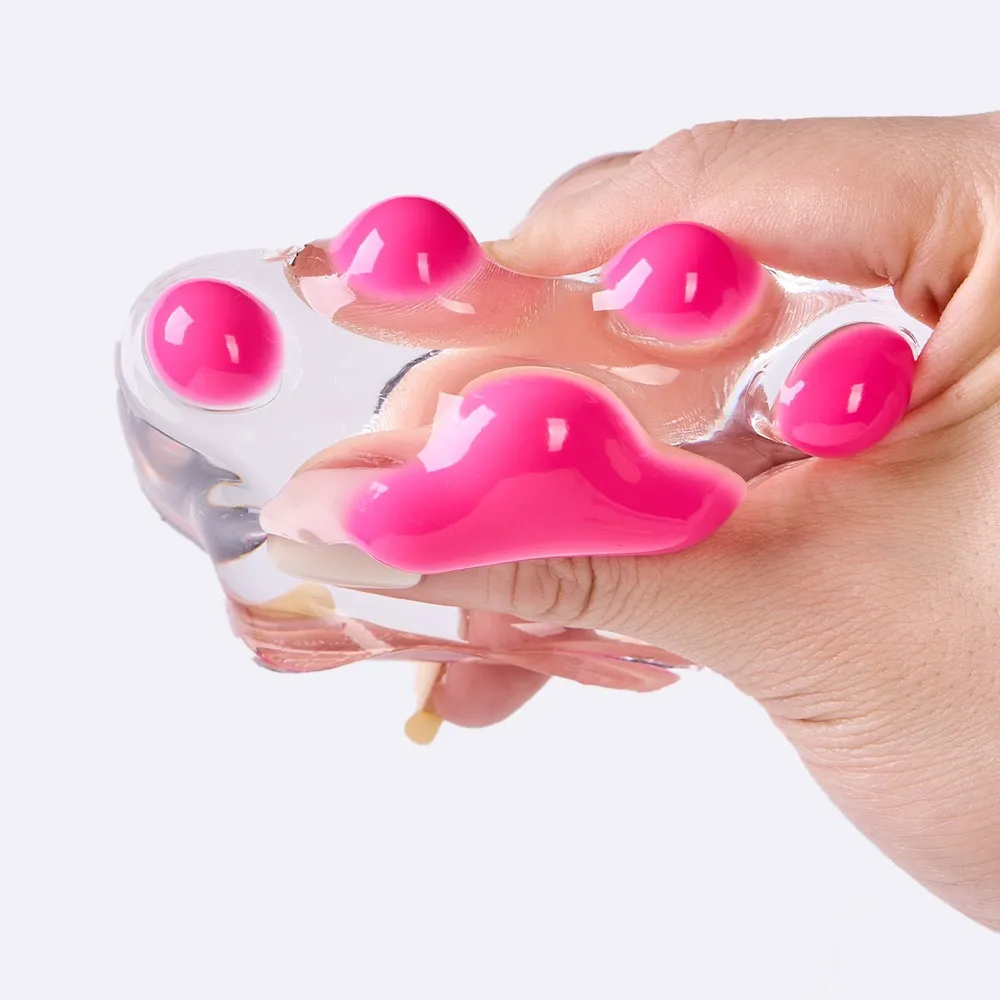 Clear Neon Fuchsia Paw Taba Squishy — photo 2
