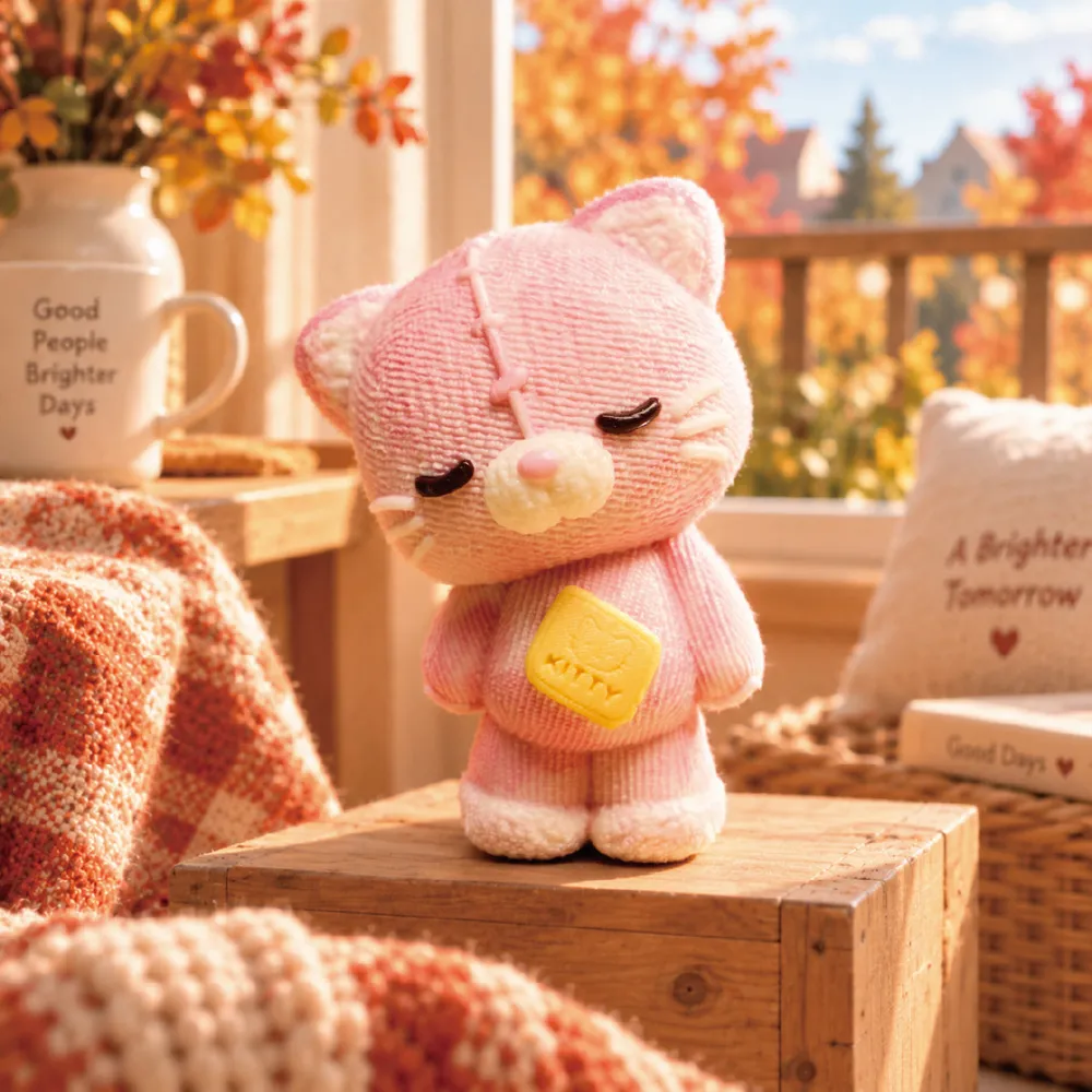 Cozy Knit Blush Kitty Taba Squishy