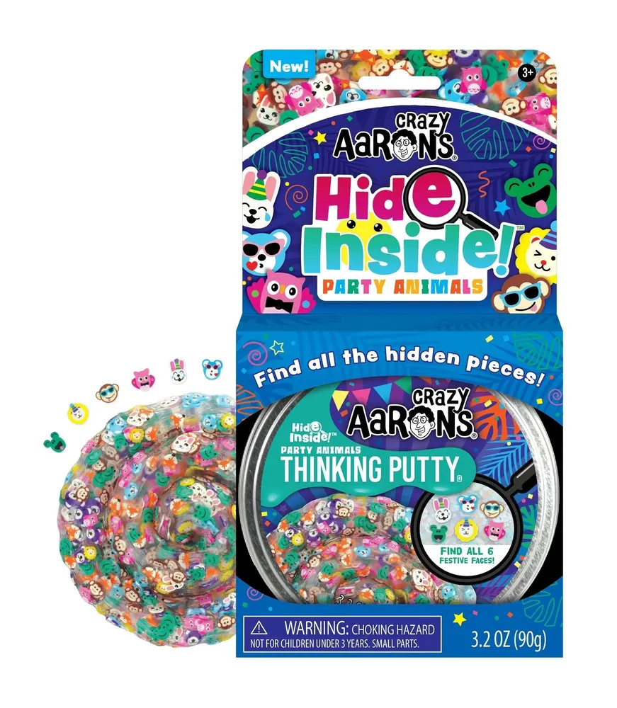Crazy Aaron’s Hide Inside! Party Animals Thinking Putty – Find-It Fidget Sensory Putty
