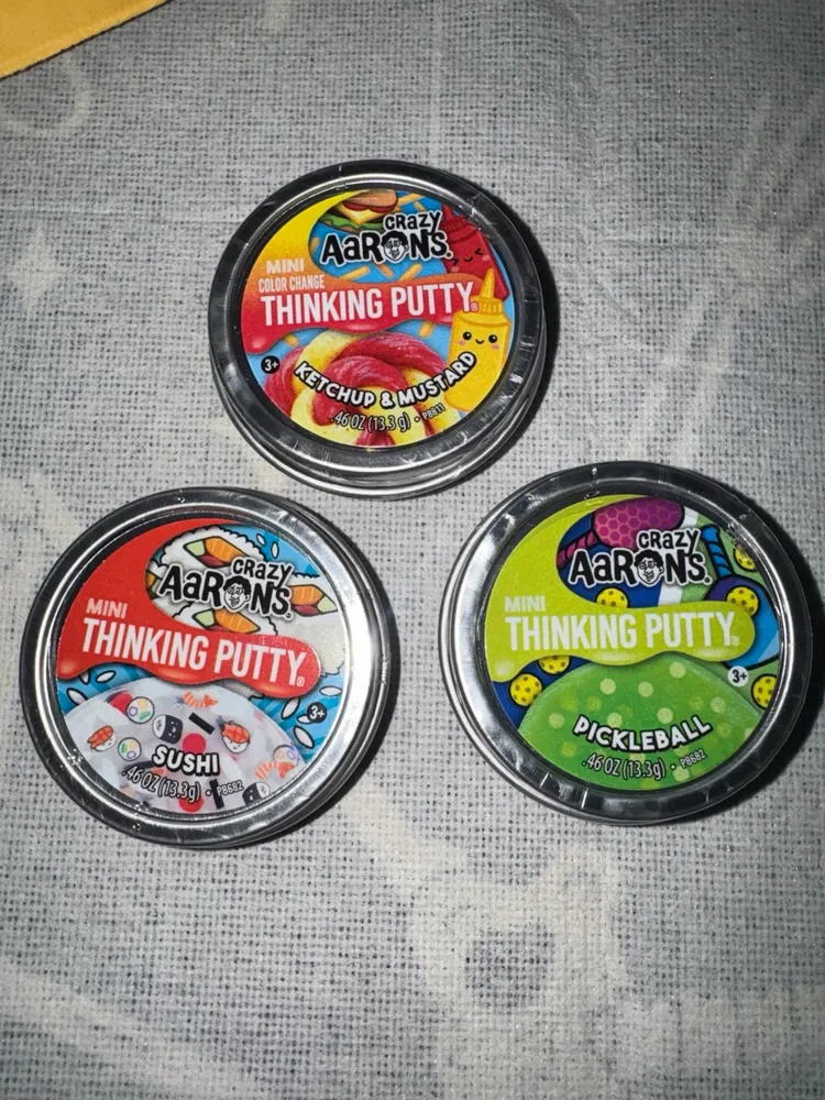 Crazy Aaron's Mini Thinking Putty Sushi Pickleball Ketchup & Mustard