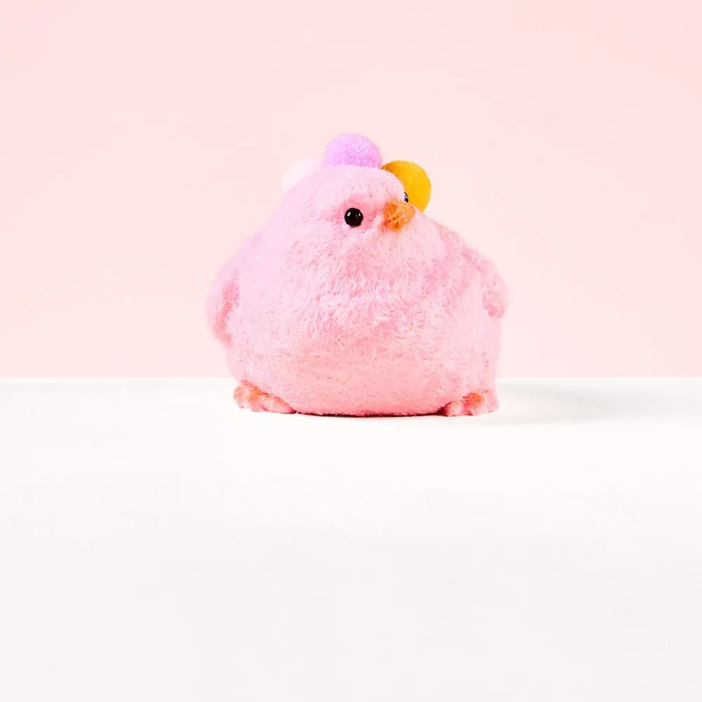 Floced Pink Chick Taba Squishy
