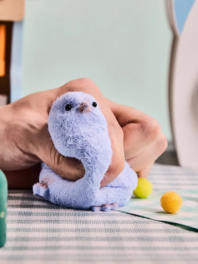 Flocked Blue Chick Taba Squishy — photo 3