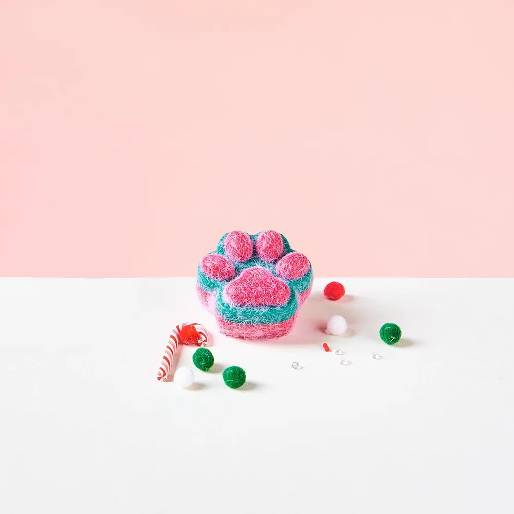 Flocked Christmas Kitten Paw Taba Squishy