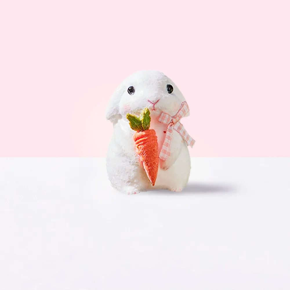 Flocked Cute Bunny with Bow Taba Squishy