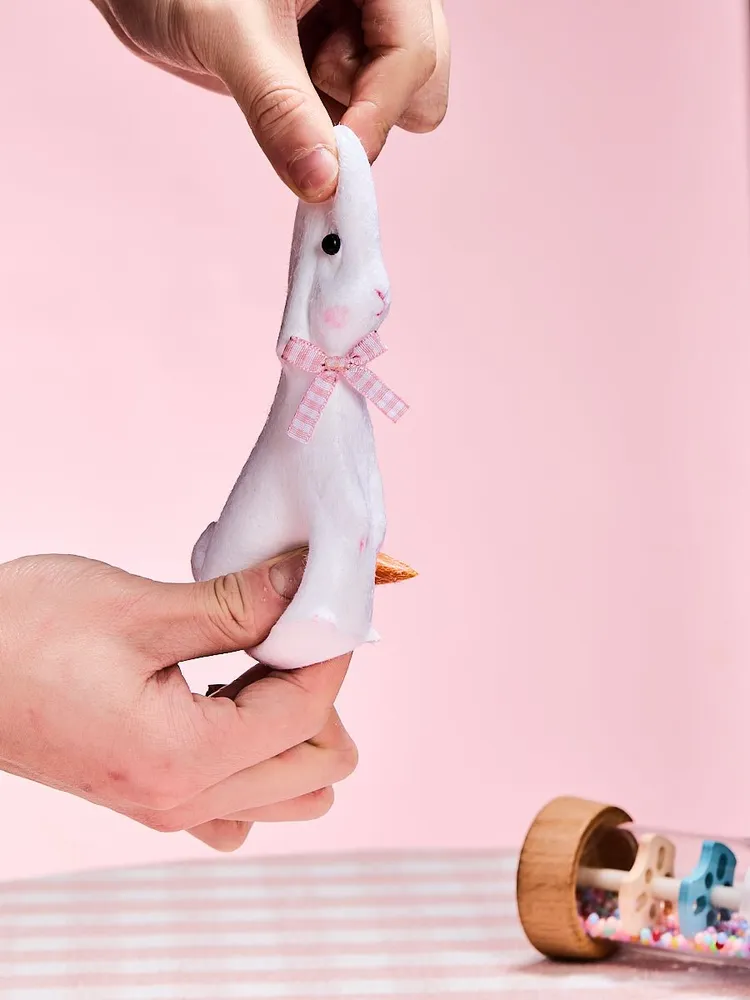 Flocked Cute Bunny with Bow Taba Squishy — photo 3