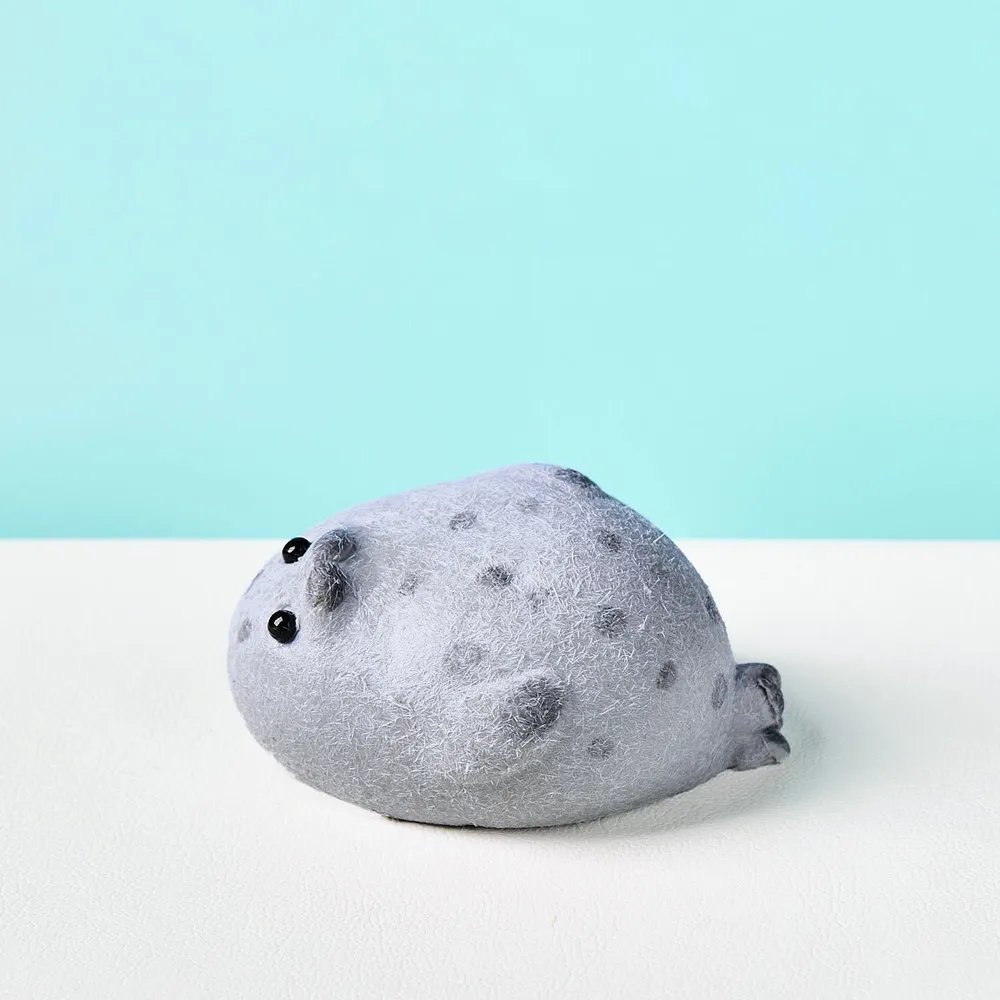 Flocked Cute Grey Seal with Dots Taba Squishy