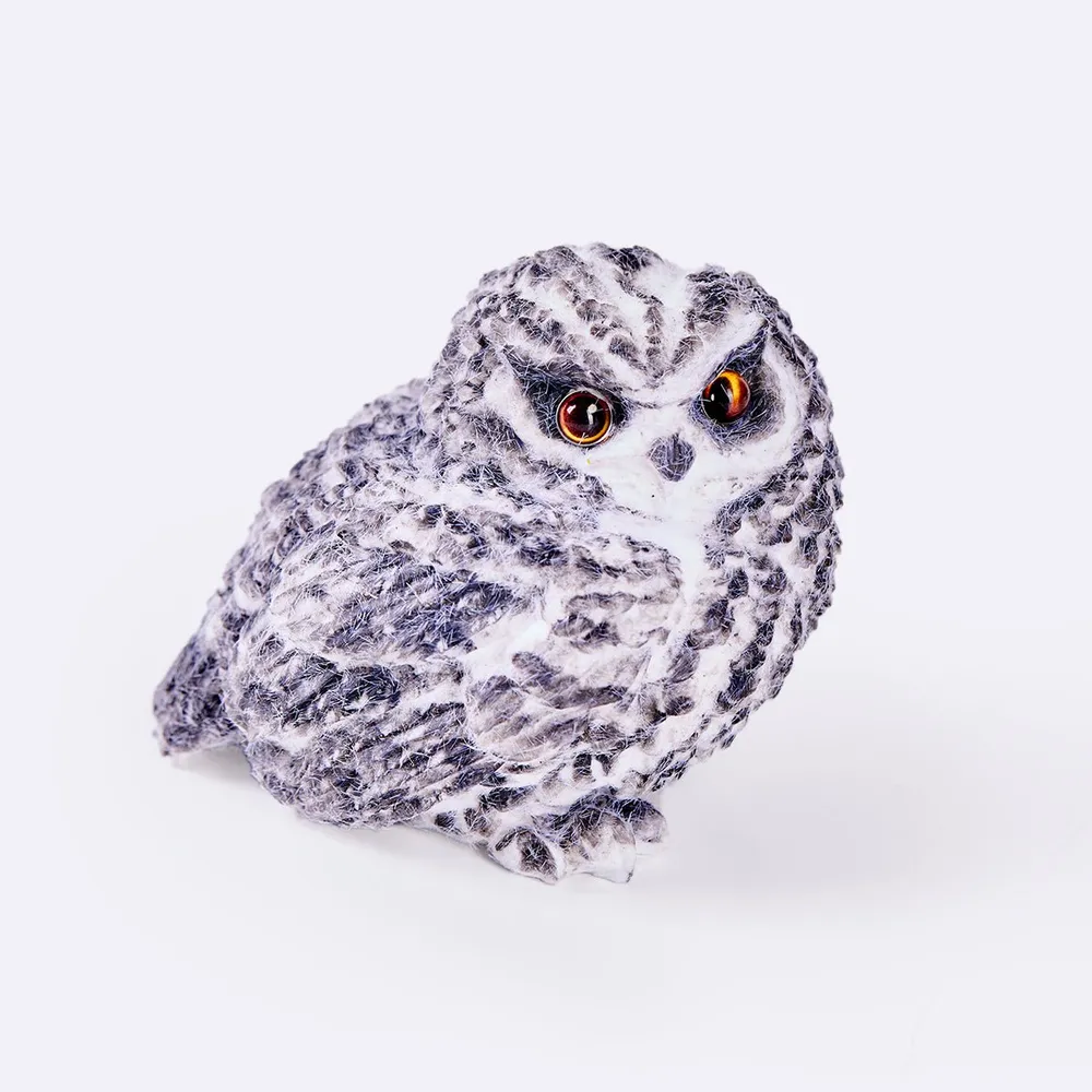 Flocked Gray Owl Taba Squishy