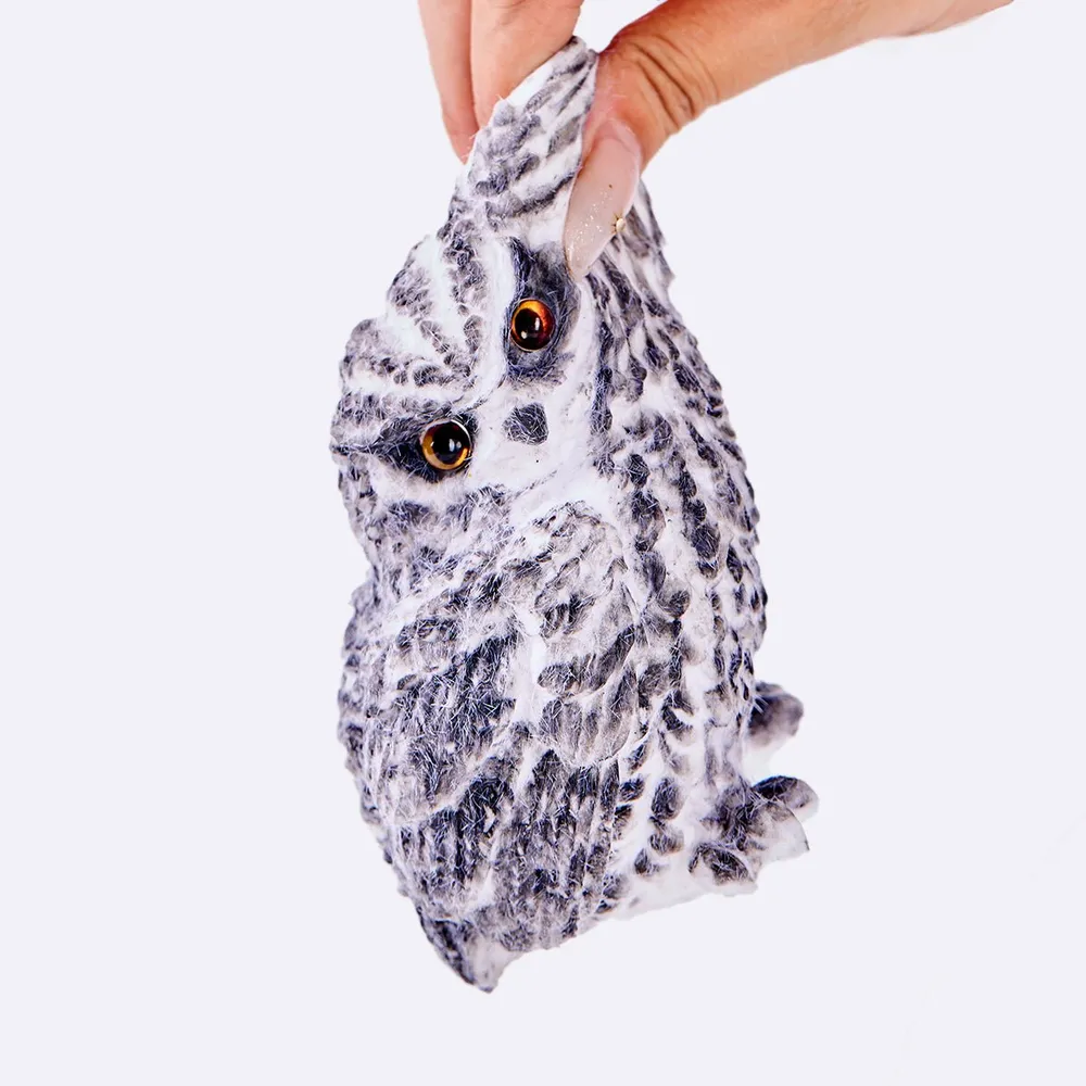 Flocked Gray Owl Taba Squishy — photo 2