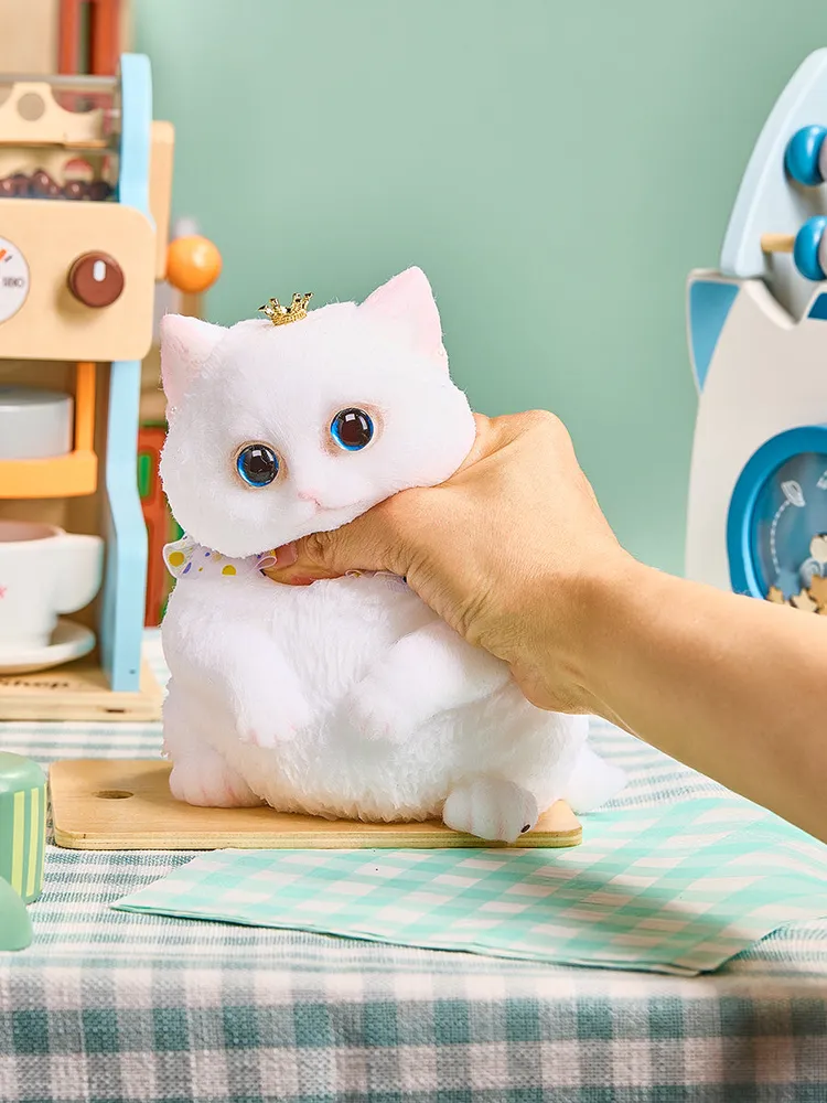 Flocked Jumbo White Cat Taba Squishy — photo 6