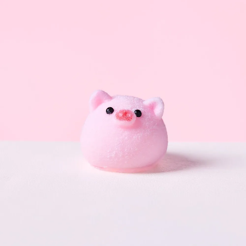 Flocked Mini Pink Pig Ball Taba Squishy