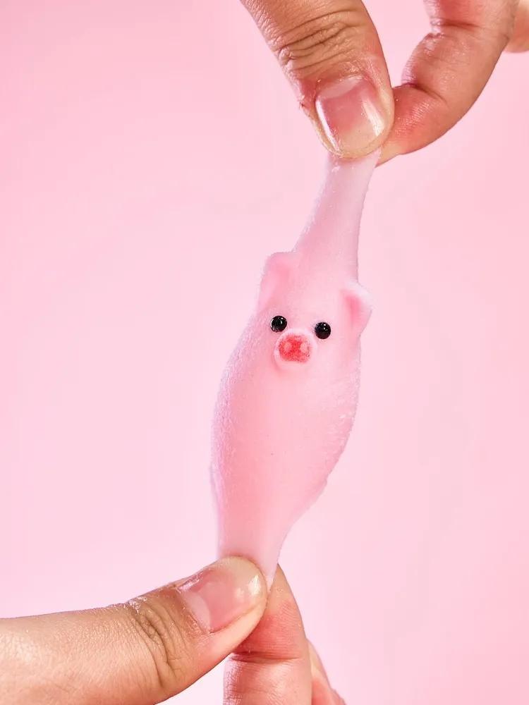 Flocked Mini Pink Pig Ball Taba Squishy — photo 2