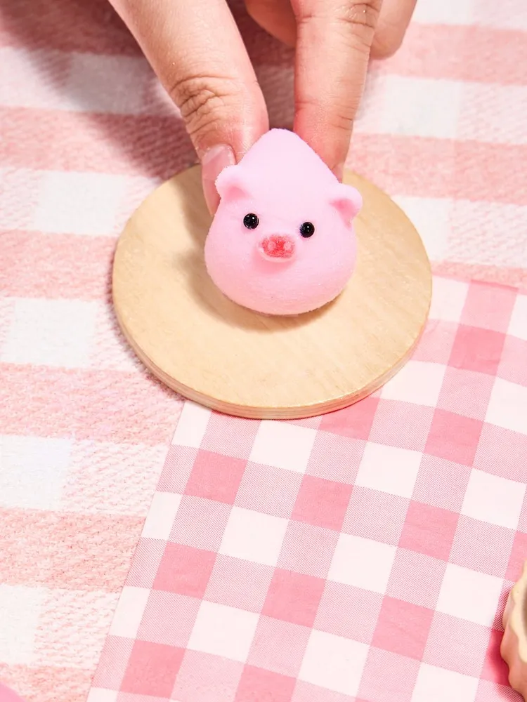 Flocked Mini Pink Pig Ball Taba Squishy — photo 6