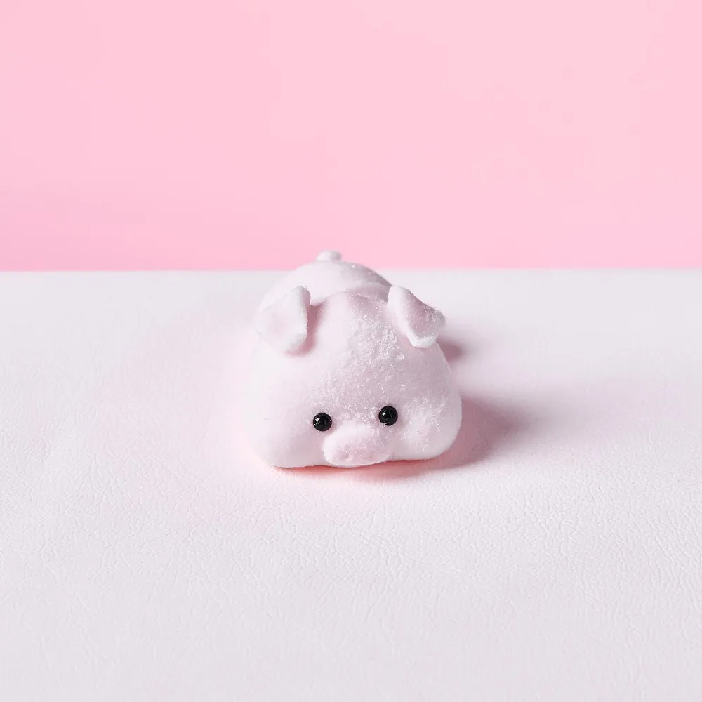 Flocked Mini Pink Pig Taba Squishy