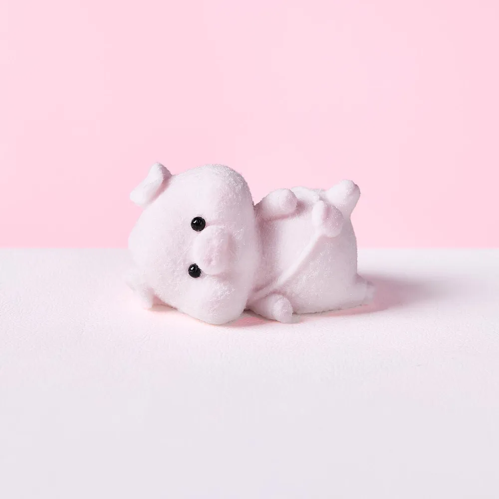 Flocked Mini Pink Pig Taba Squishy