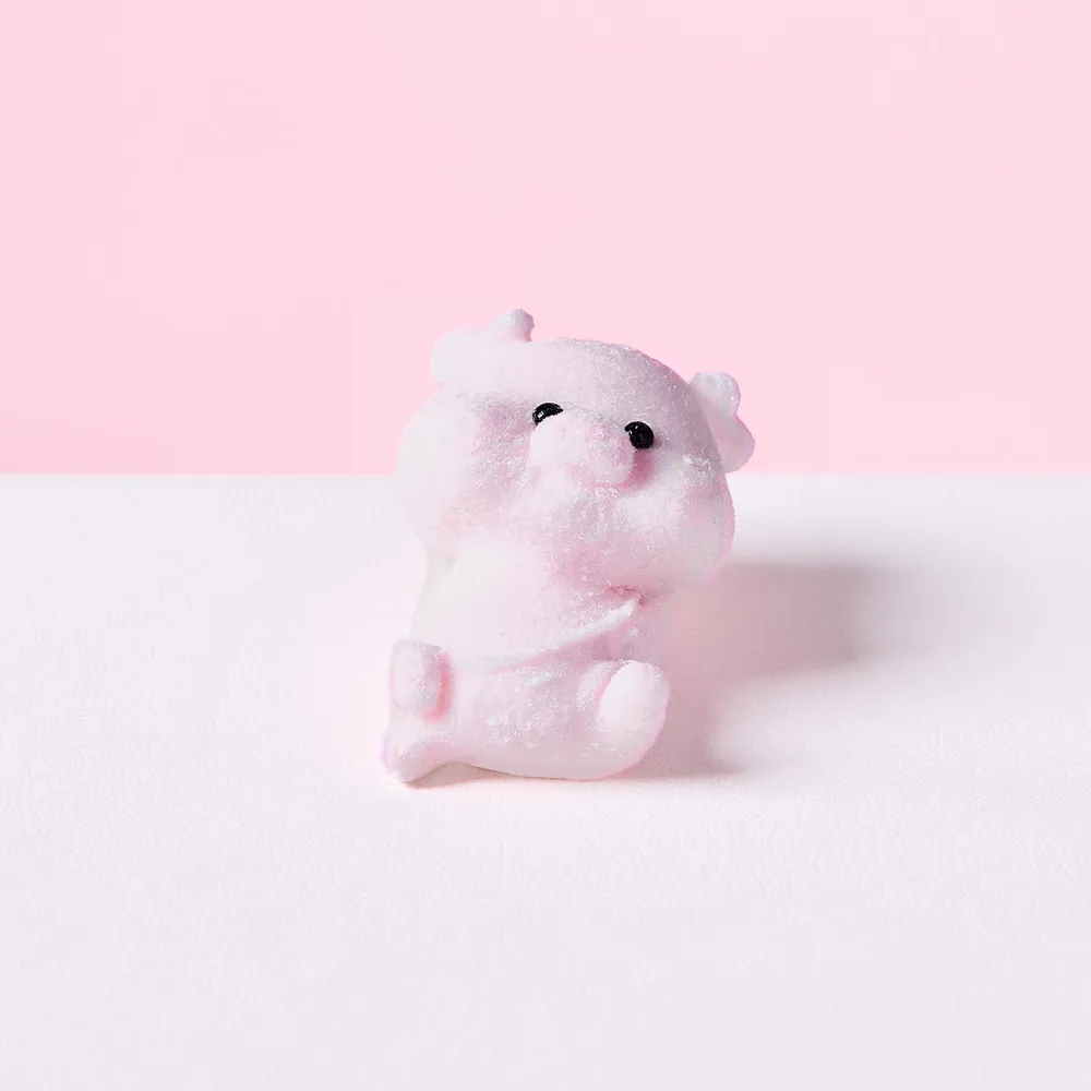 Flocked Mini Pink Pig Taba Squishy