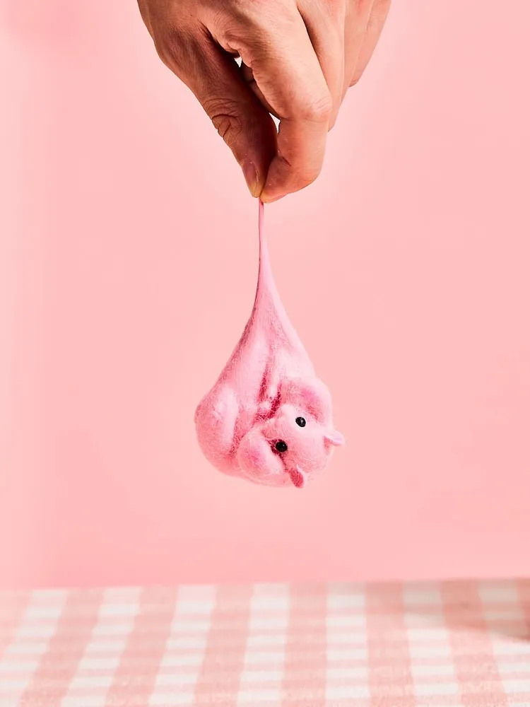 Flocked Pink Hamster Taba Squishy — photo 4