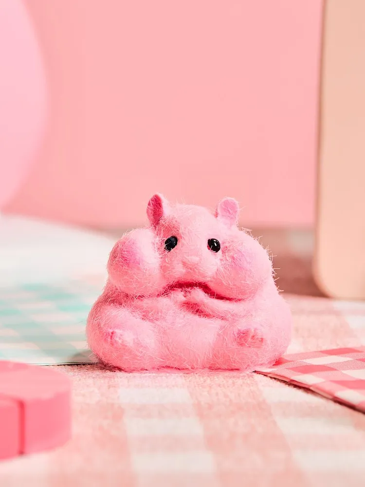 Flocked Pink Hamster Taba Squishy — photo 6