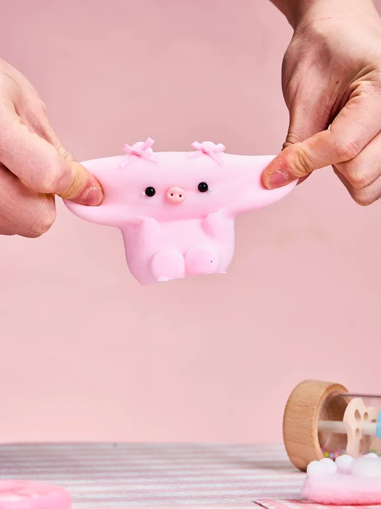 Flocked Pink Pig with Tears Taba Squishy — photo 2