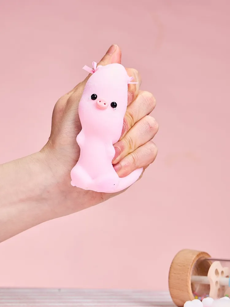 Flocked Pink Pig with Tears Taba Squishy — photo 3