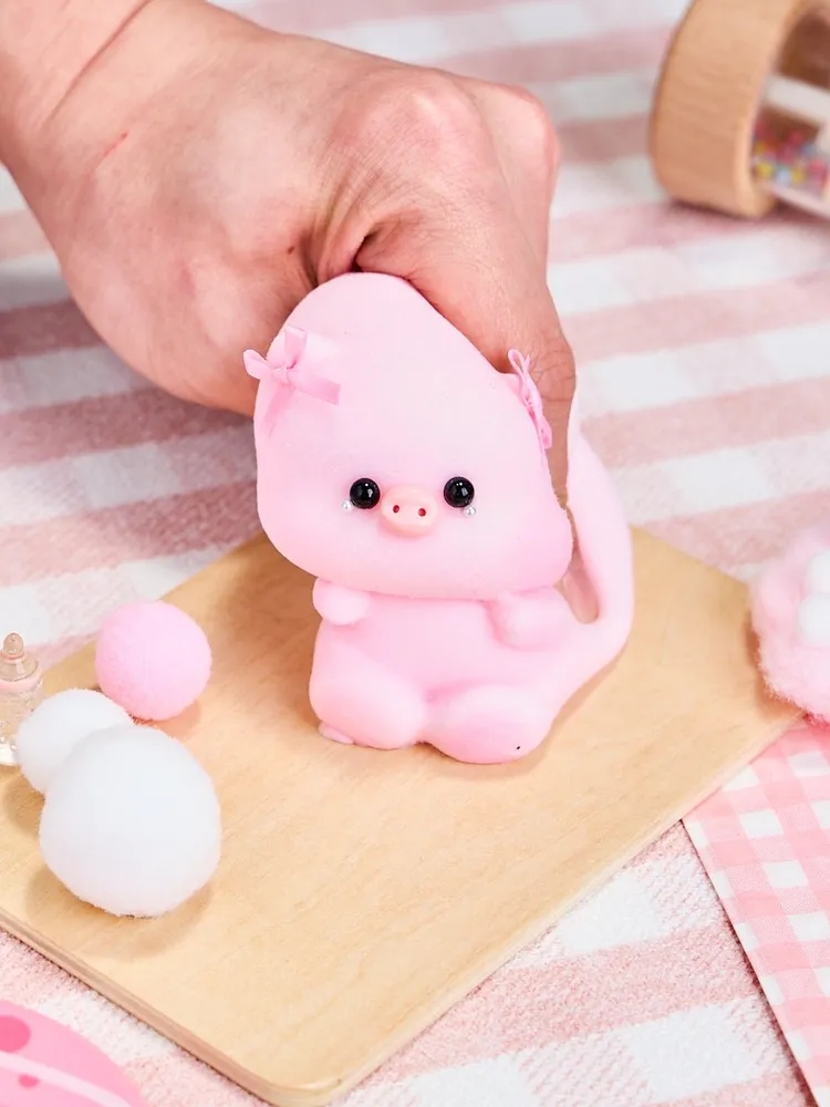 Flocked Pink Pig with Tears Taba Squishy — photo 5
