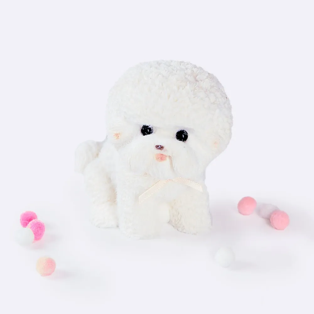 Flocked White Bichon Taba Squishy