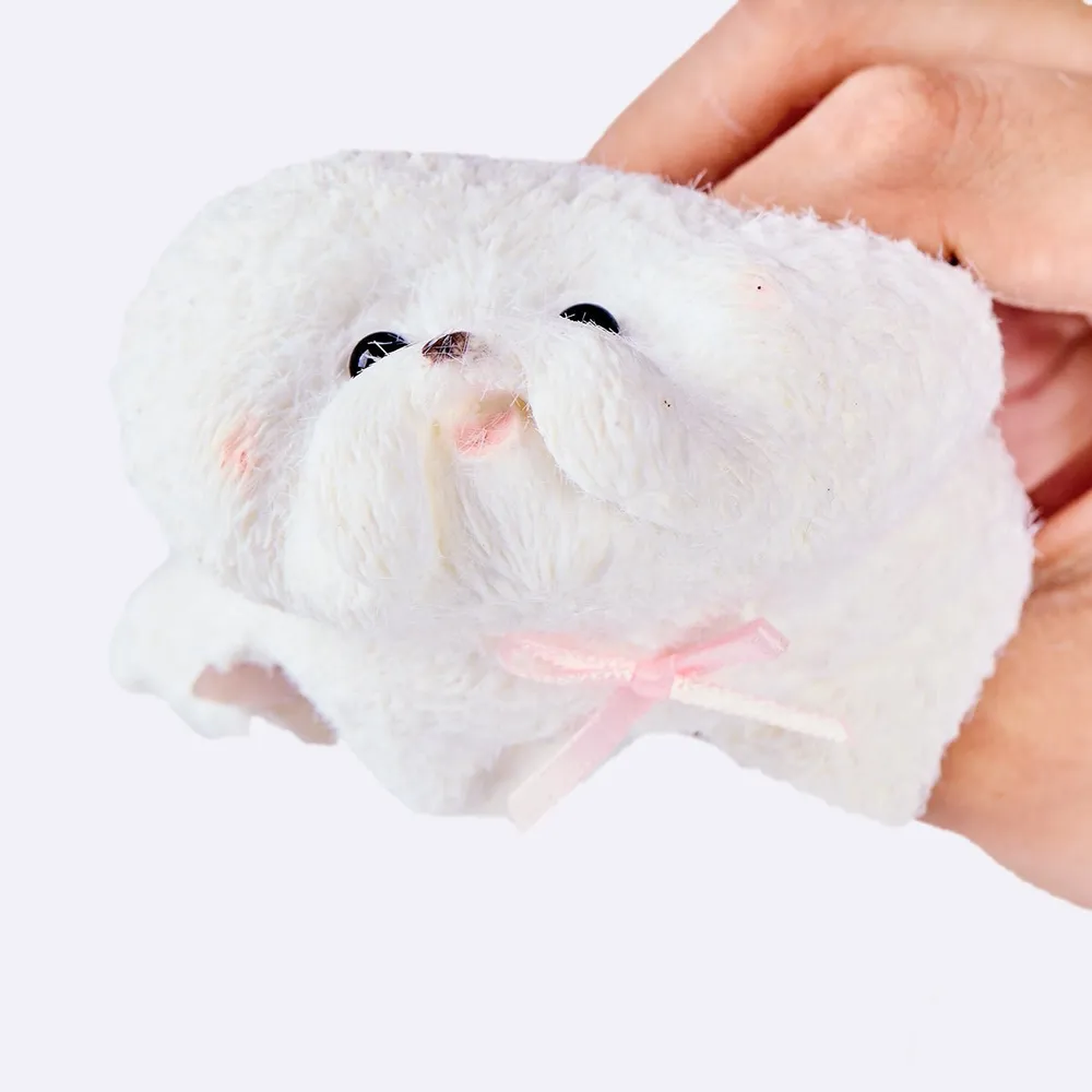 Flocked White Bichon Taba Squishy — photo 2