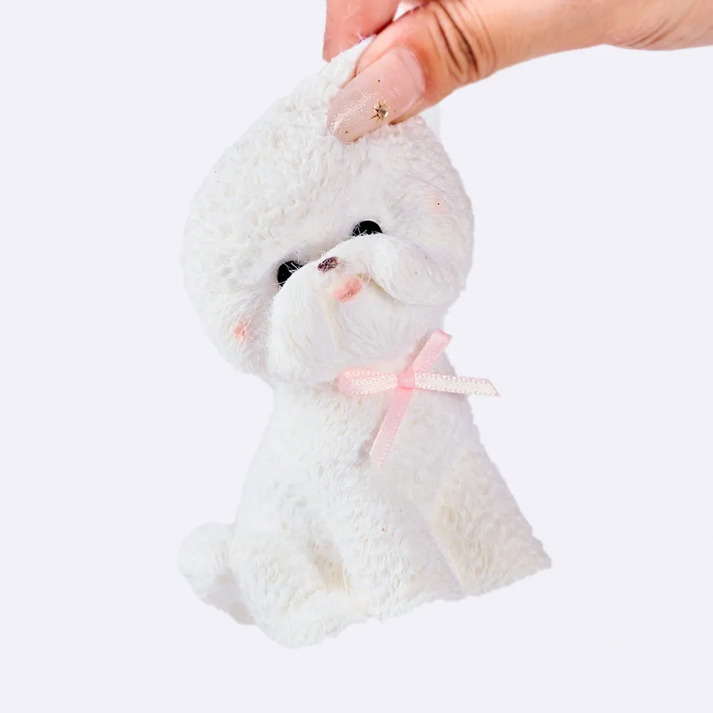 Flocked White Bichon Taba Squishy — photo 3