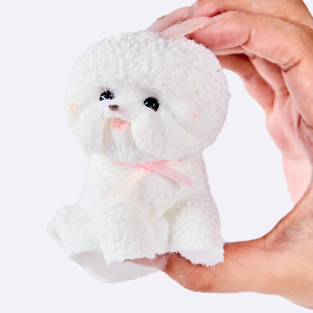 Flocked White Bichon Taba Squishy — photo 4