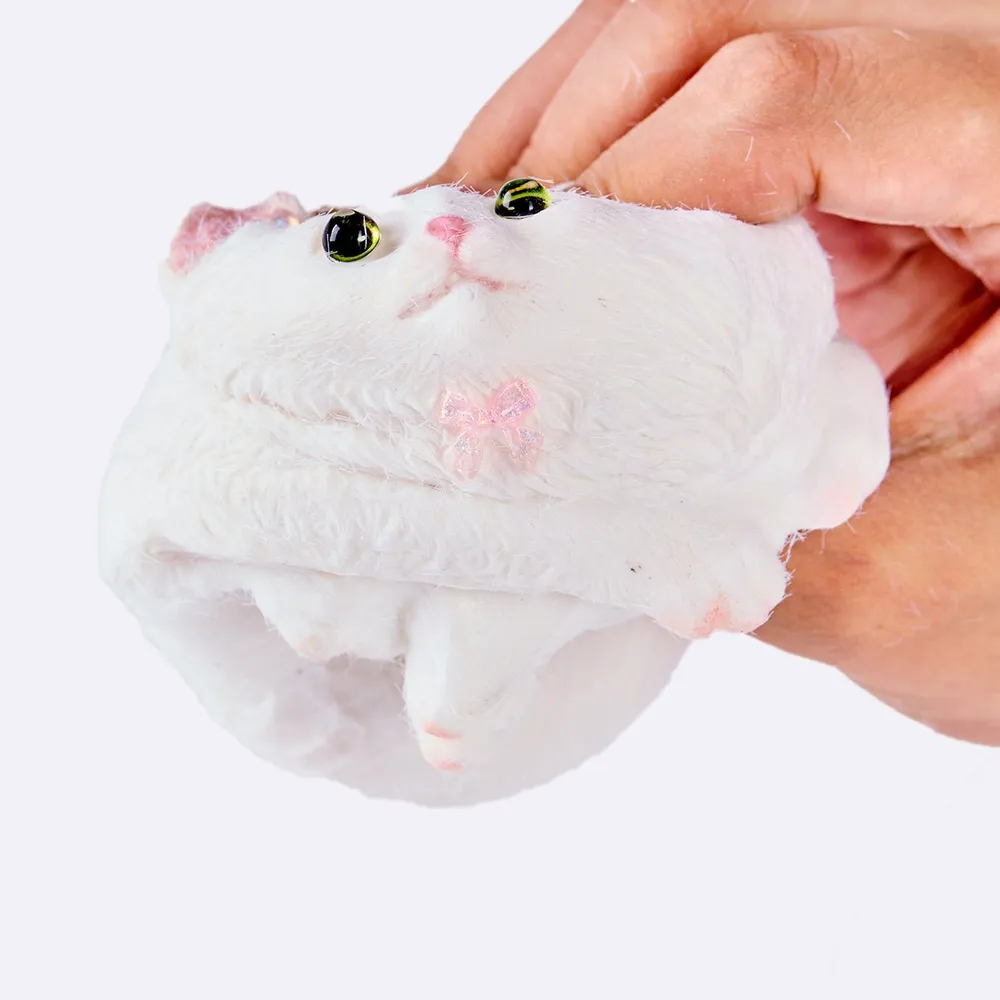Flocked White Cat Taba Squishy — photo 2