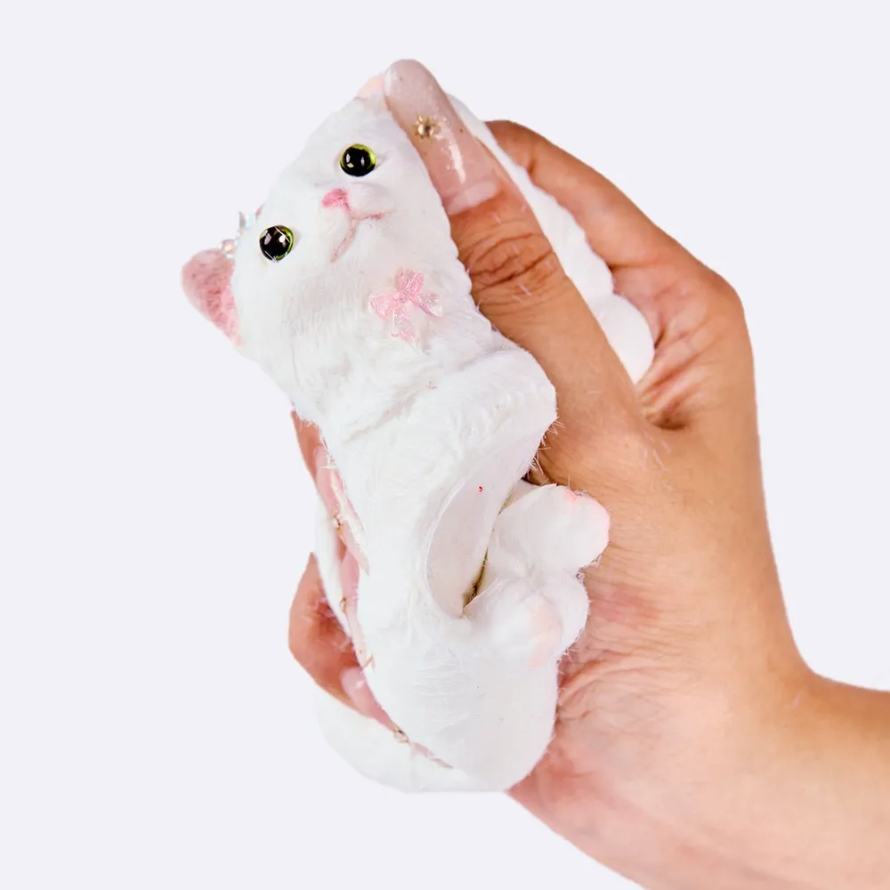 Flocked White Cat Taba Squishy — photo 3