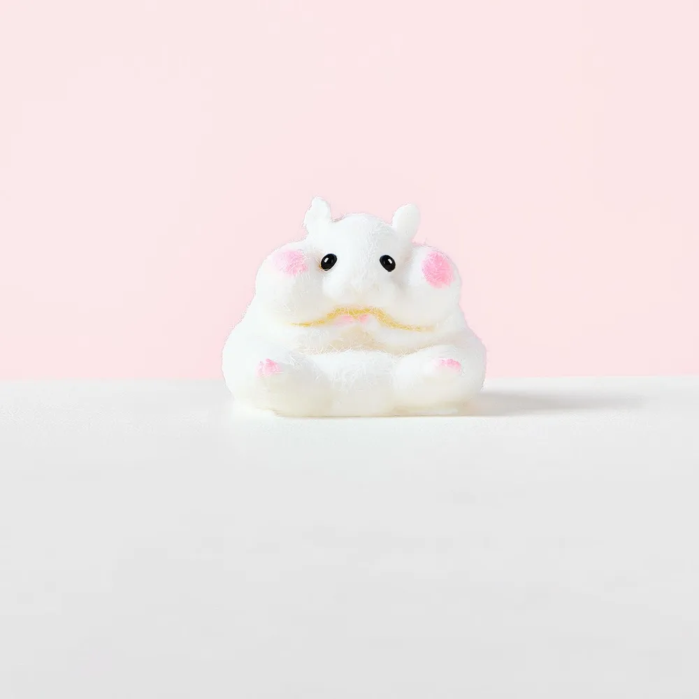 Flocked White Hamster Taba Squishy