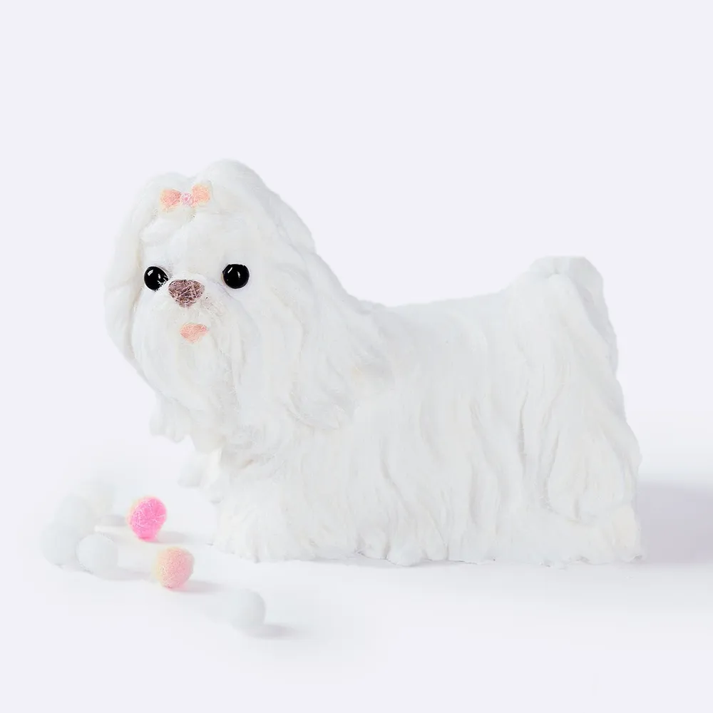 Flocked White Maltese Taba Squishy