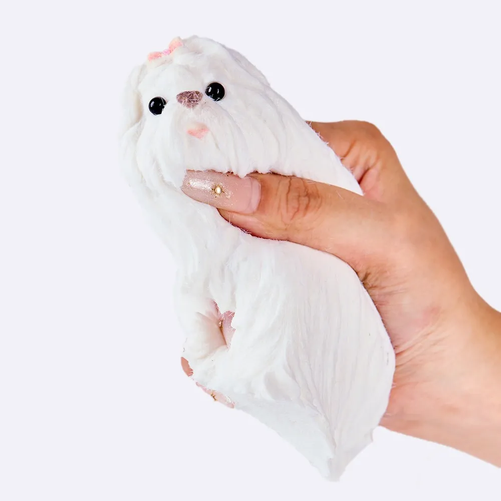 Flocked White Maltese Taba Squishy — photo 3
