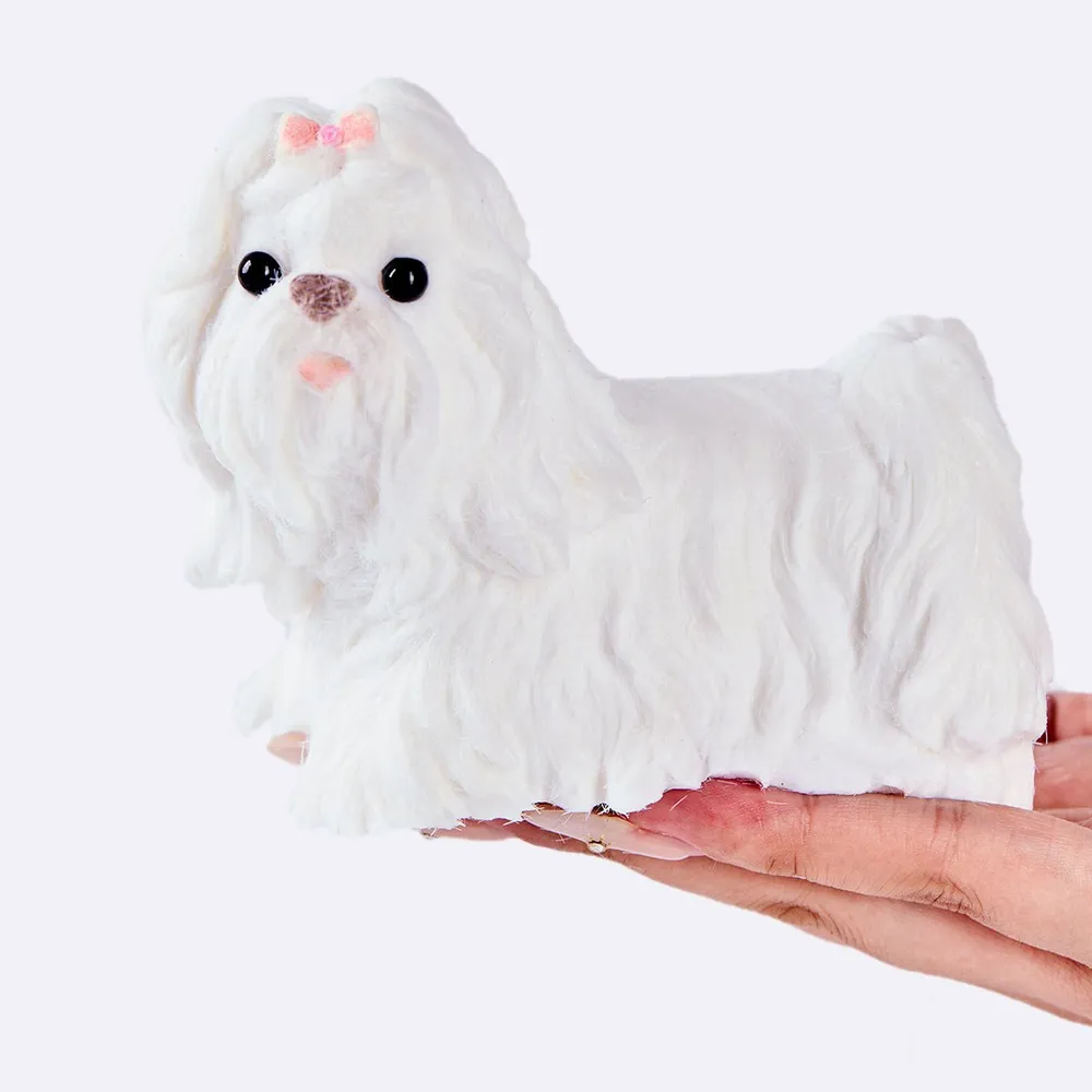 Flocked White Maltese Taba Squishy — photo 4