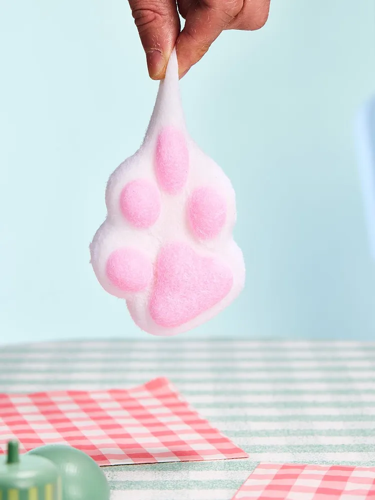 Flocked White-pink Paw Taba Squishy — photo 3