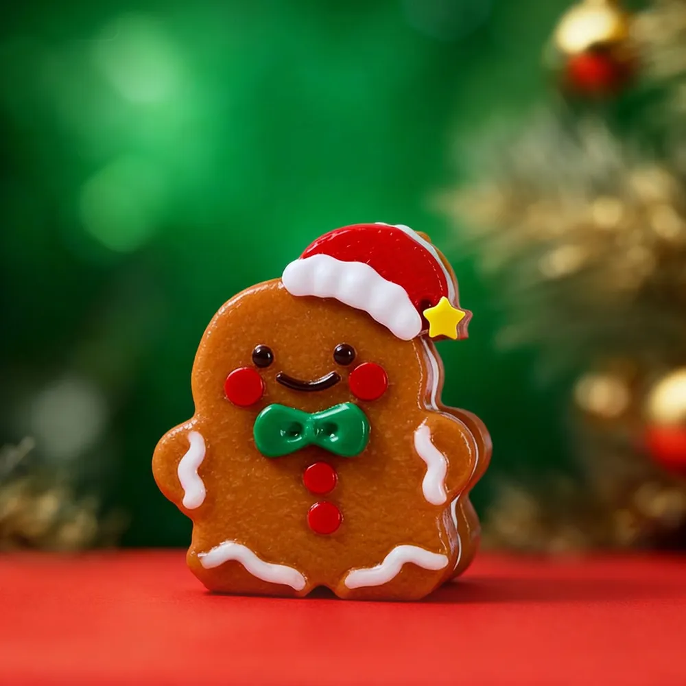 Gingerbread Man with Christmas Hat Taba Squishy