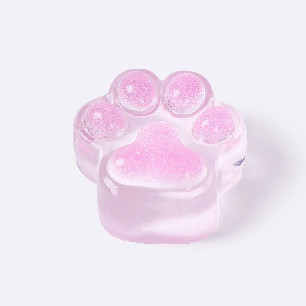 Glitter Clear-fuchsia Paw Taba Squishy