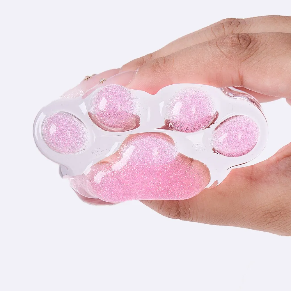 Glitter Clear-fuchsia Paw Taba Squishy — photo 2
