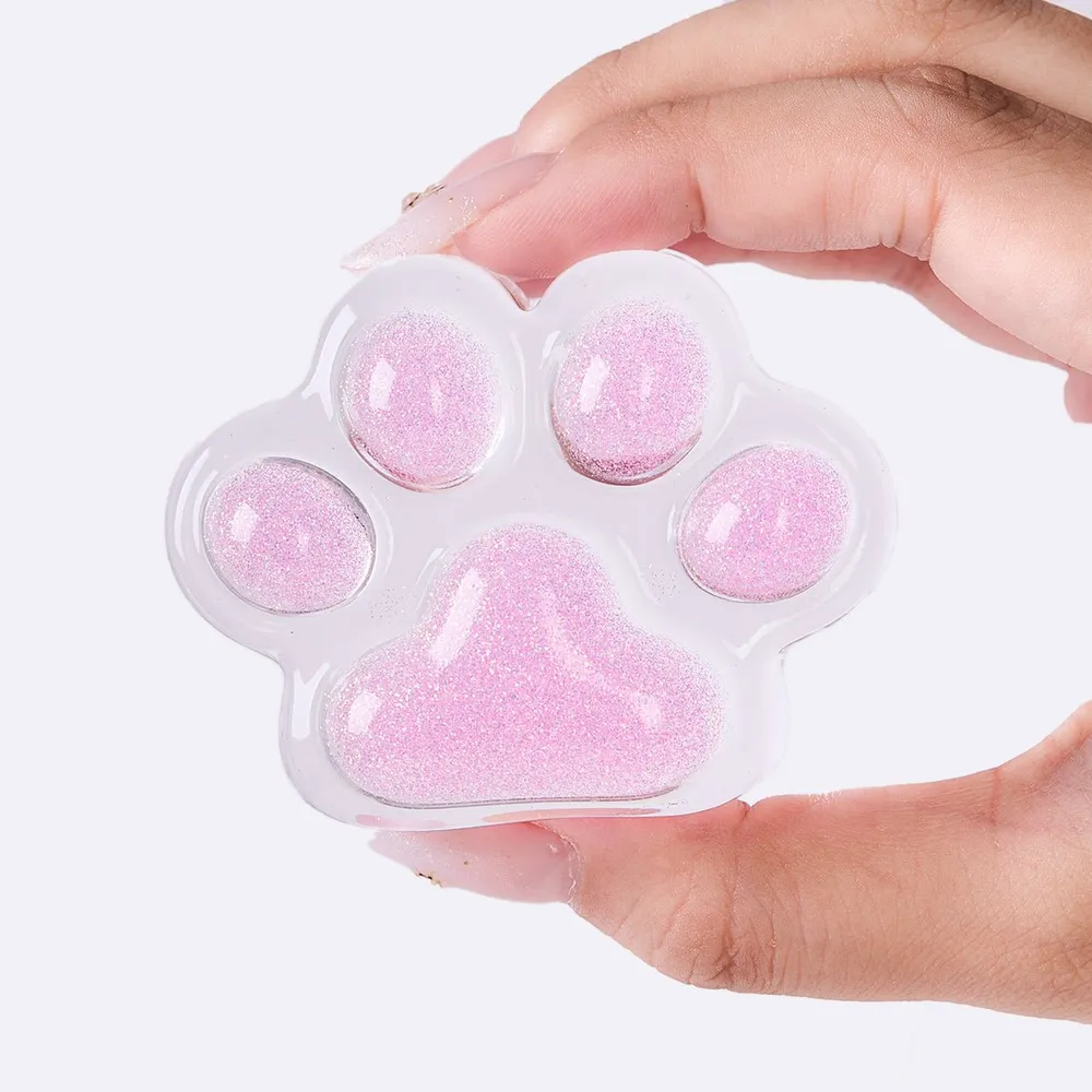 Glitter Clear-fuchsia Paw Taba Squishy — photo 3