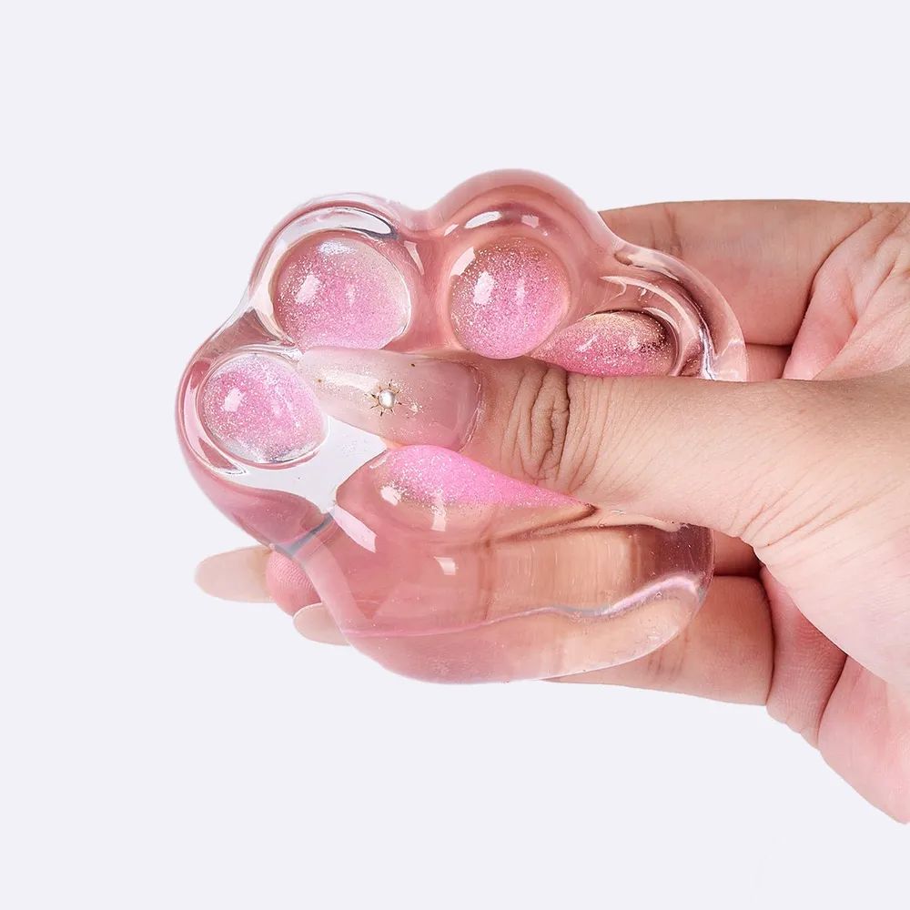 Glitter Clear-fuchsia Paw Taba Squishy — photo 4