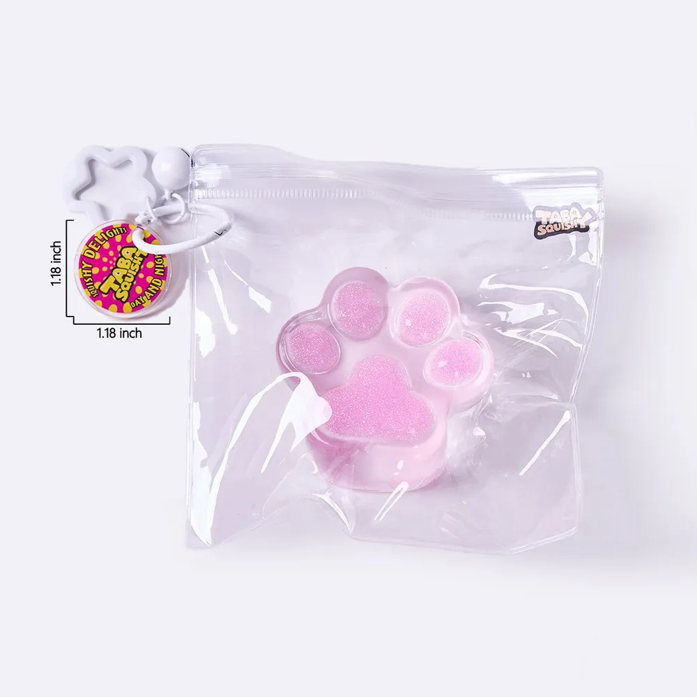 Glitter Clear-fuchsia Paw Taba Squishy — photo 6